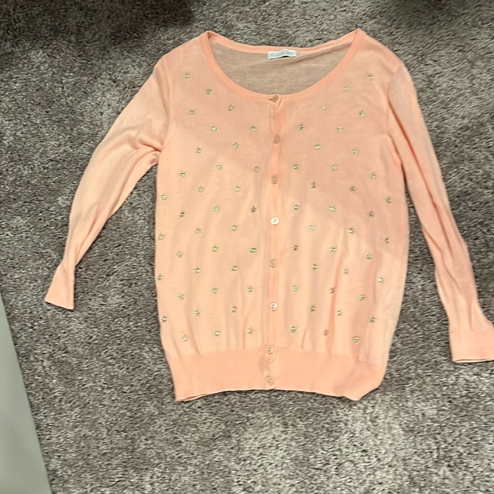 Pink cardigan with stars NWOT